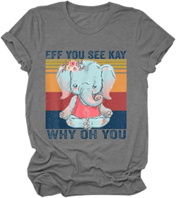 EFF You See Kay WHY OH You Letter Print T-Shirts Graphic Short Sleeve Funny Shirt Mama Shirts Tees Top Dark Grey Large
