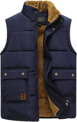 Flygo Men's Winter Warm Outdoor Padded Puffer Vest Thick Fleece Lined Sleeveless Zipper Jacket Medium Style 04 Navy