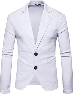 Men's Casual 2-Button Sport Coats Lightweight Slim Fit Cotton Suit Blazer Stylish Single Breasted Party Jackets X-Large White