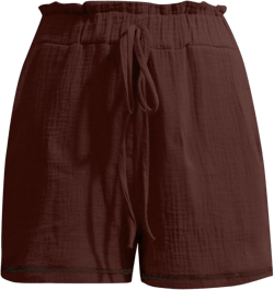 Cotton Linen Shorts for Women 2025 Summer Casual Comfy Flowy High Waisted Trendy Lightweight Beach Shorts Large B03-wine