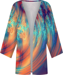 Long Sleeve Kimono for Womens Retro Print Casual Duster Blouse Tops Coat 3/4 Sleeve Jackets Lightweight Cardigans 3-orange Medium