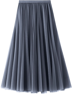 Women's A Line Fairy Elastic Waist Tulle Midi Skirt High Waist Skirts Solid Color Mesh Dress Fashion Skirts for One Size Dark Gray