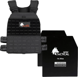 WOLF TACTICAL Weighted Vest and Weight Vest Plates (Black, 14.5lbs)