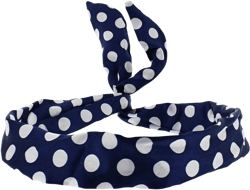 Topkids Accessories Pattern Wire Headbands for Women's Hair, Girls Headbands Hair Bands for Women Accessories for Women Head Bands Adult Women's Fashion (Navy Satin Polka Dot)