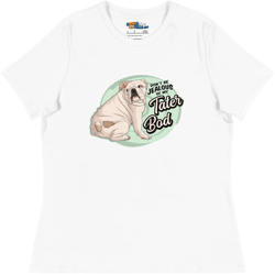 "Tater Bod" English Bulldog  Women's Relaxed T-Shirt | Fawn & Red Colored