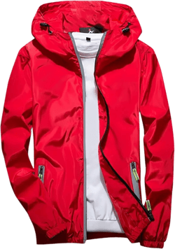 RTRDE Mens Lightweight Waterproof Rain Jacket Windbreaker Casual Refleciton Zip Up Jackets with Hood Mens, M-7XL Qb4-red 7X-Large