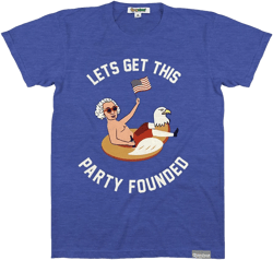 Tipsy Elves Men's Patriotic Graphic Tees for 4th of July - USA American Flag Shirts for Guys Party Founded (Blue) Large