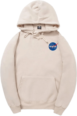 CORIRESHA Fashion NASA Logo Print Hoodie Sweatshirt with Pocket(Smaller Than Standard Size) XX-Large Apricot