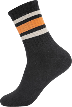 Women Tube Socks Anti Odor Crew Soft Combed Cotton Quick Dry Moisture Wicking Breathable Socks with Strips Night Black/Orange