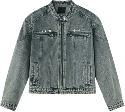 Men's Denim Jackets Zippers Coat Vintage Washed Distressed Cowboy Jacket Spring Casual Streetwear New(Large) Large Blue