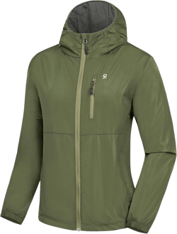 Little Donkey Andy Womens Windbreaker Jacket with Hood, Water Repellent Light Jacket for Women Wrinkle Reduction XX-Large Army Green