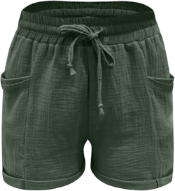 Askedwayu Womens Drawstring Shorts Summer Elastic High Waist Casual Lightweight with Pockets 2024 Trendy Small *19