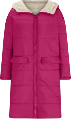 XUNRYAN Womens Winter Sherpa Puffer Jackets Zip Up Long Parka Quilted Lightweight Down Coat Fleece Lined Outdoor Anorak Hood Medium Hot Pink