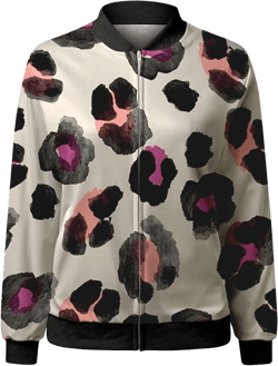 Generic Baseball Bomber Jacket Women Casual Floral Zip Up Coat Stand Collar Lightweight Short Outwear Tops with Pockets X-Large A-pink
