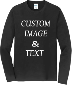 Custom Made Long Sleeves Fan Tee Shirt, Upload Photo, Logo, Type Text, Design Your Own Jet Black 3X-Large