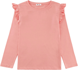KISBINI Toddler Girl Ruffle Long Sleeve T-Shirt Cotton Top Tee for Spring/Fall 2T Pink