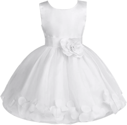 Kids Girls Petals Bow Tutu Dress Princess Dress Wedding Bridesmaid Cocktail Party Gown 8 Years White