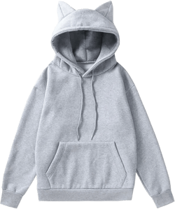 Harajuku Y2K Women's Cute Pink Hoodie Cat Ear Kawaii Pullover Loose Size Top Large Grey