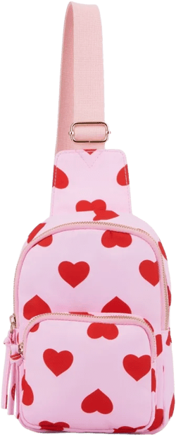 Olivia Miller -Women's-Heart-Print Sling Bag  - PINK