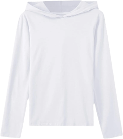 Women's Long-Sleeve Hooded T-Shirt Summer Short Sleeve Solid Hoodie Sun Protection Lightweight Cotton Soft Shirts 3X-Large White