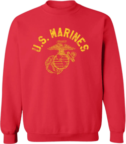 zerogravitee U.S. Marines Vintage Arch Gold Ink Crewneck Sweatshirt in Red - Large at Amazon Men’s Clothing store