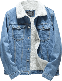 RTRDE Men's Lightweight Jackets Denim Sherpa Lined Jacket Winter Warm Coats Outwear Casual Jackets, L-6XL 3X-Large Blue
