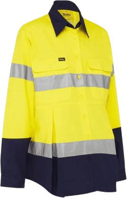 Bisley Taped Two Tone Hi Vis Drill Long Sleeve Maternity Shirt (BLM6456T)
