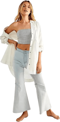 Free People Youthquake Crop Flare Jeans, Bleach Out, 30