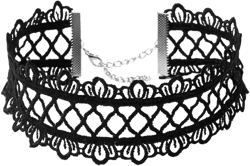 FORUBUS Vintage Lace Choker Necklace Sexy Lacery Voile Collar Necklace with Floral Ruffle for Women Lolita Costume Halloween Cosplay Jewelry A black