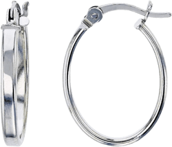 DECADENCE Sterling Silver Polished Oval Hoop Earrings for Women | Oval Hoop Earrings | Secure Bar Closure | 14k Shiny Classic Earrings 3x15mm-Flat