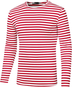 Lars Amadeus Men's Striped T-Shirt Long Sleeves Crew Neck Stripe Basic Top T Shirt Small Red