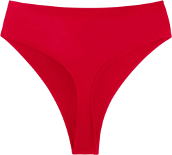 Women's High Waisted High Cut Thong Bikini Bottom Large Red