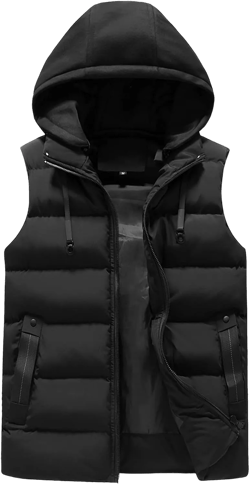 Ymosrh Men's Vest Jacket Light Winter Jacket Warm Outdoor Sleeveless Lightweight Water Resistant Vests With Hood, XS-2XL X-Large Rf02-black