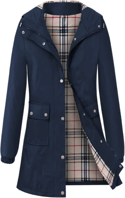Rain Coat for Women Waterproof with Hood Lightweight Women's Rain Jacket Outdoor Trench Windbreaker Long Raincoats Small Blue