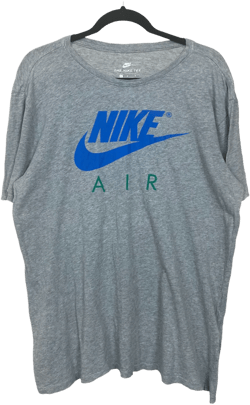 Nike Light Grey Blue Logo Graphic Short Sleeve Tee Shirt Top L C110 L71