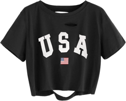 Remidoo Women's Casual Short Sleeve Graphic Print Tie Dye Crop Top T Shirt X-Small Black Usa