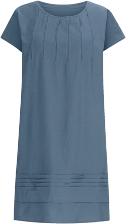 Women's Cotten Linen Summer Dresses Midi Casual Cap Sleeve Crewneck A Line Flowy Swing Beach Trendy Sundress Medium J013-navy
