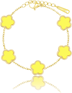 14K Gold Dainty Four Leaf Clover Bracelets for Women Lucky Flower Jewelry (Yellow-14K Gold): Clothing, Shoes & Jewelry