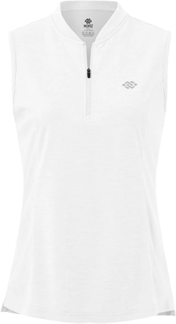 Women's Sleeveless Tennis Shirt Golf Shirts for Women Quick Dry Pickleball Shirts UPF 50+ Sportswear T-Shirts with Zipper Large Af-white