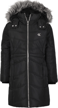 Calvin Klein Girls' Hooded Winter Puffer Jacket, Full-Length Heavyweight Coat with Fleece Lining