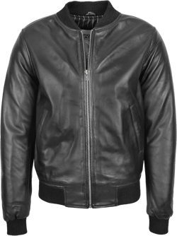 Mens Real Leather Bomber Jacket MA-1 Varsity Style Ryan Small Black