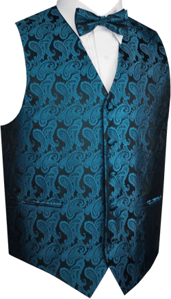 Best Tuxedo Men's Formal, Prom, Wedding, Homecoming, Tuxedo Vest, Bow-Tie & Hankie Set in Paisley from XS to 6XL 4X-Large Serene