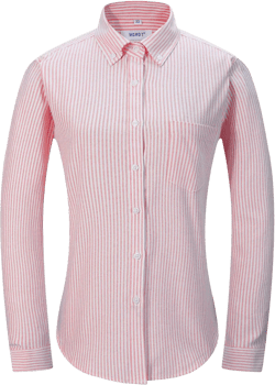 MGWDT Button Down Shirt Women Long Sleeve Blouse Oxford Shirt Classic-Fit Cotton Tops Wrinkle Resistant (2XS-3XL) X-Large White Red Stripe