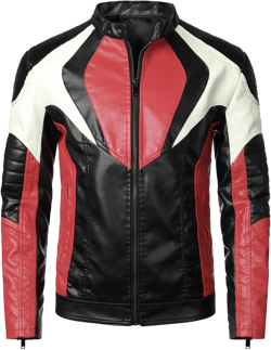 HOOD CREW Man’s Motorcycle Biker Jackets Stylish Design Faux Leather Jacket for Men X-Large Red & Black