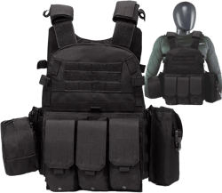 Tactical Vest for Men and Military Vest - Black Airsoft Tactical Vest Plate Carrier - Airsoft Plate Carrier Adjustable Modular Paintball Vest-Fit Adult Outdoor Cosplay