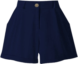 GGUHHU Womens Chic Elastic High Waist Cotton Shorts Wide Leg Pleated Summer Shorts X-Large Navy