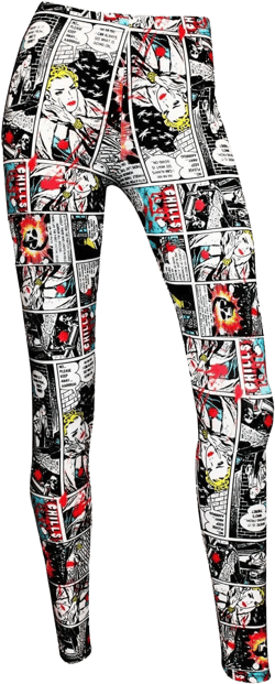 Comic Strip Book Retro Classic Print Leggings XX-Large Multicoloured