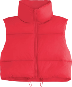 Zando Cropped Puffer Vest Women Sleeveless Outerwear Winter Vest Tops Jackets Lightweight Vests for Women 2025 Trendy Zip Medium Red