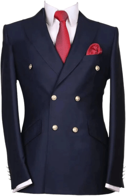 Ulnomio Men's Double Breasted Buttons Suit Jacket Peak Lapel Tuxedos Blazer for Business Formal 50 Navy Blue