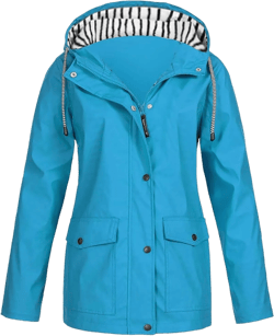 Generic Rain Jacket Women,2024 Trendy Lightweight Zip Up Button Hooded Waterproof Windbreaker For Hiking Outdoor Travel Large C-sky Blue